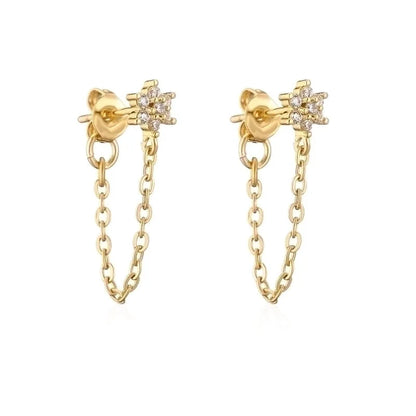 Fashion Flower Copper Ear Studs Flowers Artificial Gemstones Copper Earrings