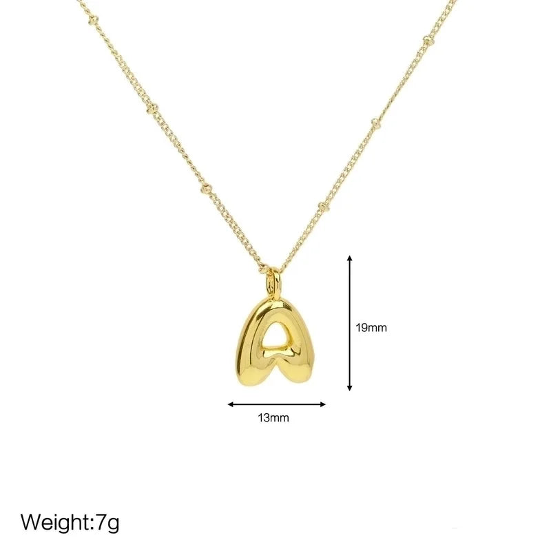 Copper Brass Minimalist Letter Pendant Necklace