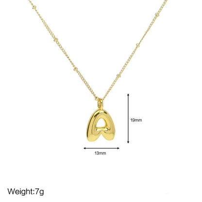 Copper Brass Minimalist Letter Pendant Necklace