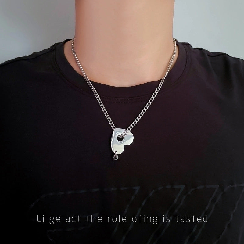 Casual Commute Geometric Titanium Steel Shell Zircon Inlay Pendant Necklace