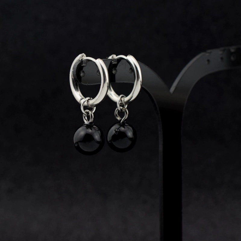 1 Pair Minimalist Pearl Polishing Stainless Steel Drop Earrings