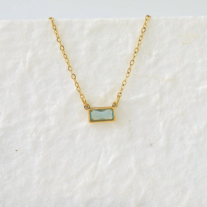 IG Style Modern Style Classic Style Rectangle 304 Stainless Steel Zircon 18K Gold Plated Inlay Pendant Necklace