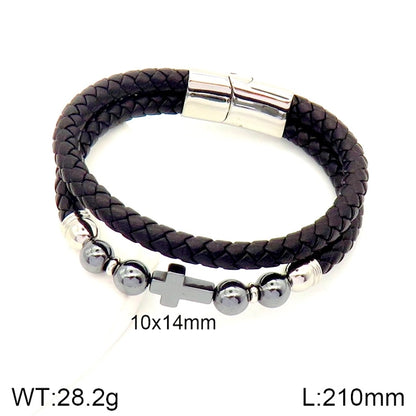 Hip-Hop Rock Punk Scorpion Skull 304 Stainless Steel Pu Leather Halloween Unisex Bangle Men Cord & Leather Bracelets