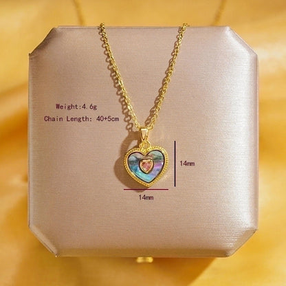 304 Stainless Steel Copper 18K Gold Plated K Gold Plated Cute Inlay Flower Butterfly Acrylic Shell Zircon Pendant Necklace