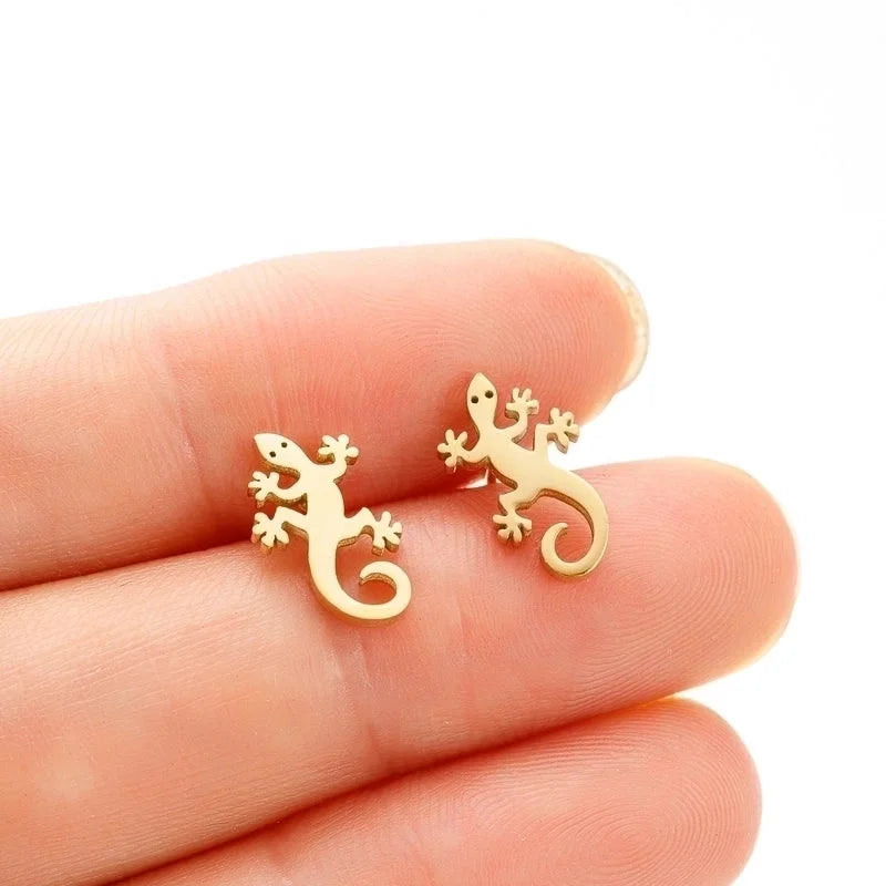 1 Pair Cute Animal Polishing Plating 304 Stainless Steel 18K Gold Plated Ear Studs