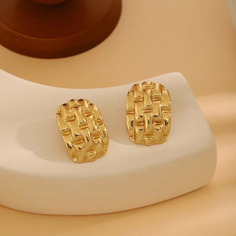 1 Pair Casual Minimalist Streetwear Waves Heart Shape Flower Plating 304 Stainless Steel Ear Studs