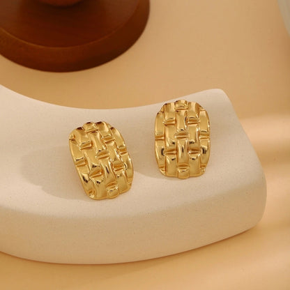 1 Pair Casual Minimalist Streetwear Waves Heart Shape Flower Plating 304 Stainless Steel Ear Studs