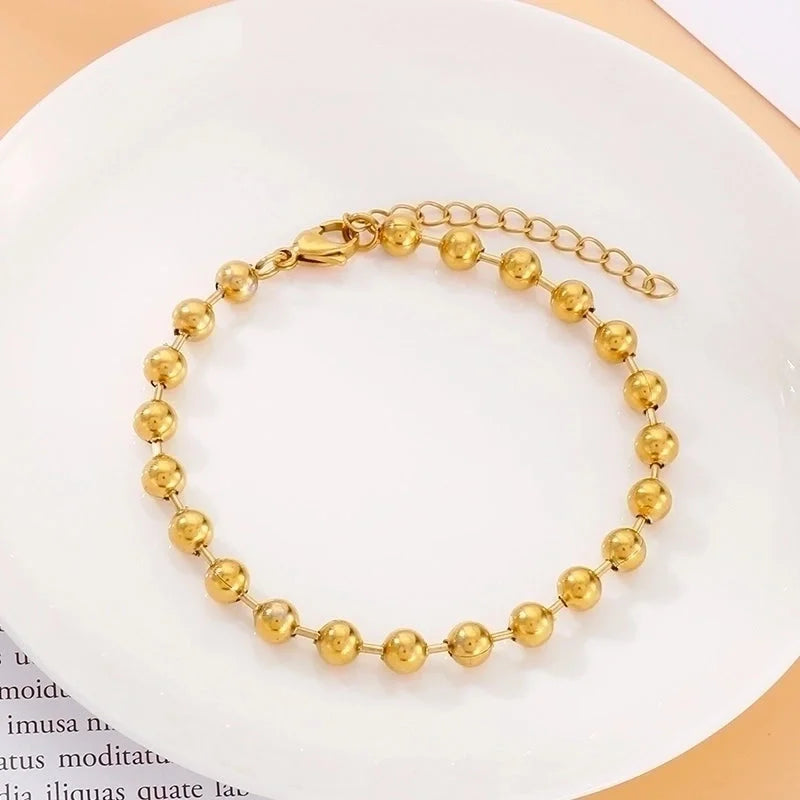 Basic Solid Color Titanium Steel 18K Gold Plated Bracelets In Bulk