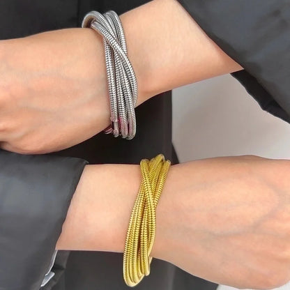 Minimalist Geometric 304 Stainless Steel 18K Gold Plated Bangle In Bulk