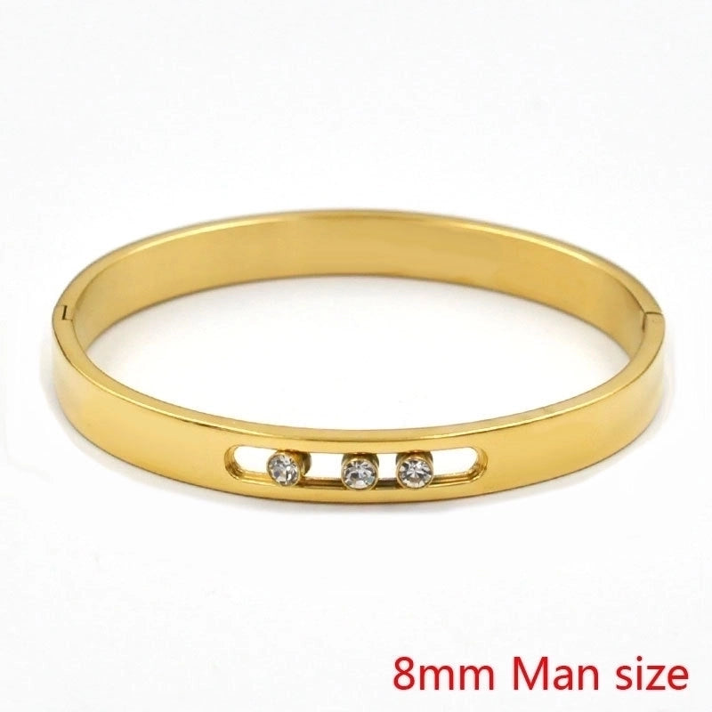 IG Style Geometric Solid Color Stainless Steel Zircon Bangle In Bulk