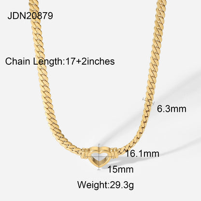 IG Style Circle Heart Stainless Steel 18K Gold Plated Necklaces