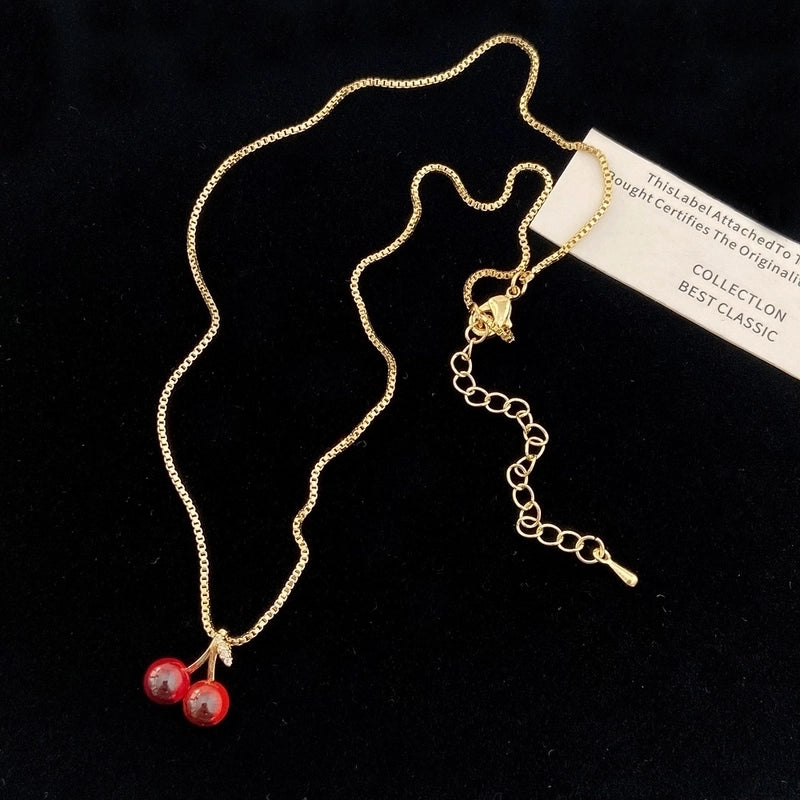 Copper Cherry Plating Cherry Earrings Necklace