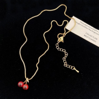 Copper Cherry Plating Cherry Earrings Necklace