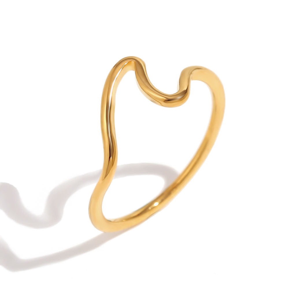 Minimalist Creative Circle Geometric Stainless Steel 18K Gold Plated Rings