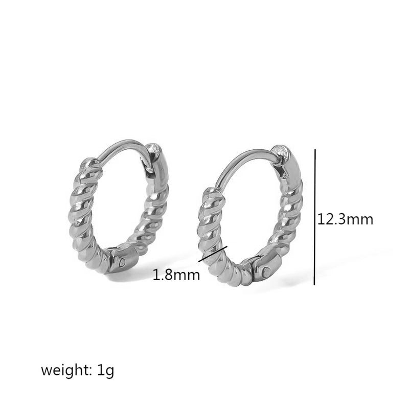 1 Pair Casual Minimalist Streetwear Twist Plating Inlay 304 Stainless Steel Zircon Earrings