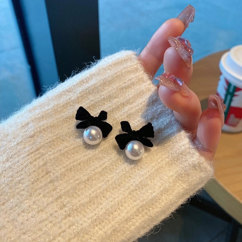 1 Pair IG Style Minimalist U Shape Geometric Flower Inlay Imitation Pearl Artificial Pearls Rhinestones Drop Earrings Ear Studs