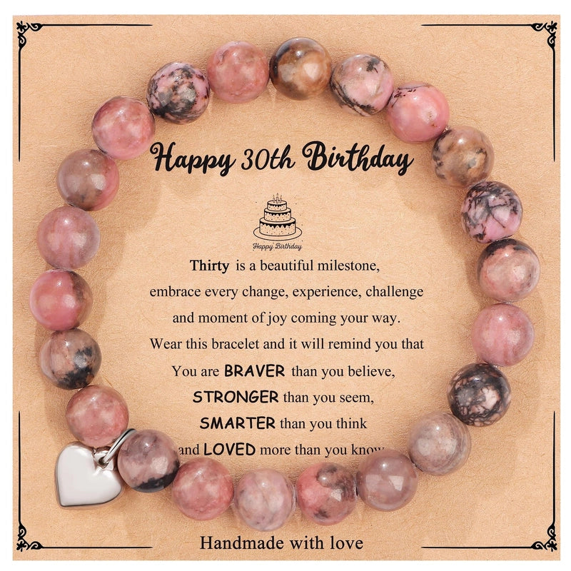 New Natural Stone Beaded Bracelet Birthday Christmas Gift Emperor Stone Powder Zebra Bracelet