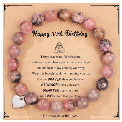 New Natural Stone Beaded Bracelet Birthday Christmas Gift Emperor Stone Powder Zebra Bracelet