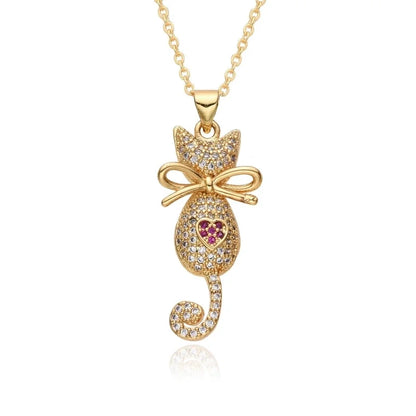 Casual Minimalist Animal Copper Inlay Zircon Necklace