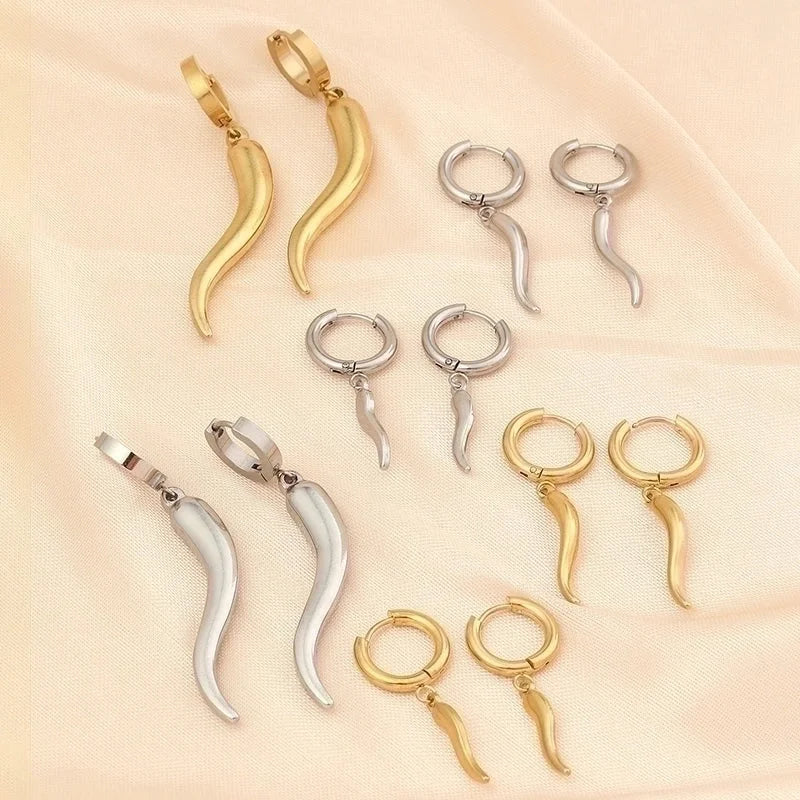 Stainless Steel 18K Gold Plated Minimalist Plating Chili Drop Earrings