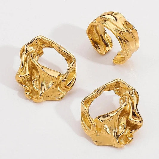 Minimalist Commute Solid Color 304 Stainless Steel Rings Earrings