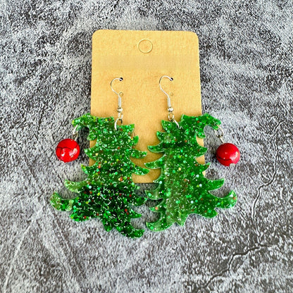 Christmas Tree Acrylic Spliced Earrings Christmas Exaggerated Festival