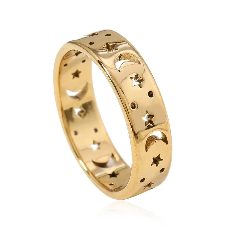 Elegant Star Moon Titanium Steel Rings