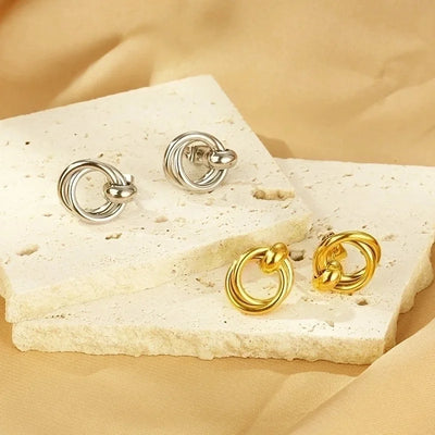 1 Pair Minimalist Circle 304 Stainless Steel 18K Gold Plated Ear Studs