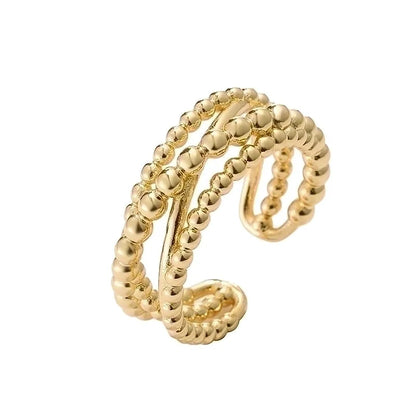 Retro French Style Minimalist Daisy Copper 18k Gold Plated Open Rings In Bulk