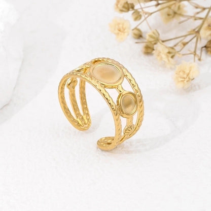 2 Pieces 304 Stainless Steel 18K Gold Plated Beach Minimalist Plating Cross Simple Lines Rings