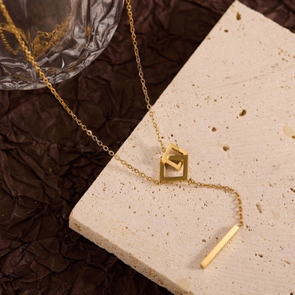 Titanium Steel Copper Leaf Heart Shape Pendant Necklace