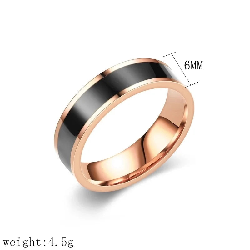 Modern Style Minimalist Circle Titanium Steel 18K Gold Plated Polishing Enamel Plating Rings