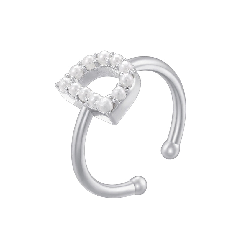 Copper 18K Gold Plated Plating Inlay Letter Artificial Pearls Open Rings
