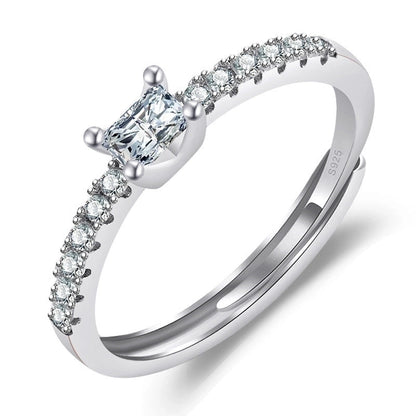 Minimalist Solid Color Copper Plating Inlay Artificial Diamond Rings 1 Piece