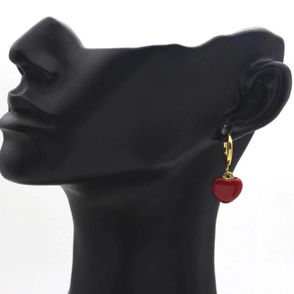 Cute Heart Shape Plating 304 Stainless Steel Drop Earrings
