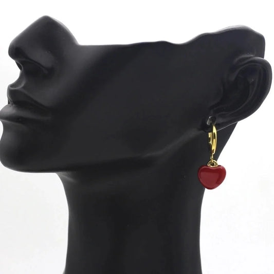 Cute Heart Shape Plating 304 Stainless Steel Drop Earrings
