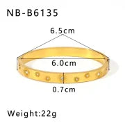 Vintage Style Minimalist Classic Style Geometric 304 Stainless Steel 18K Gold Plated Zircon Bangle In Bulk