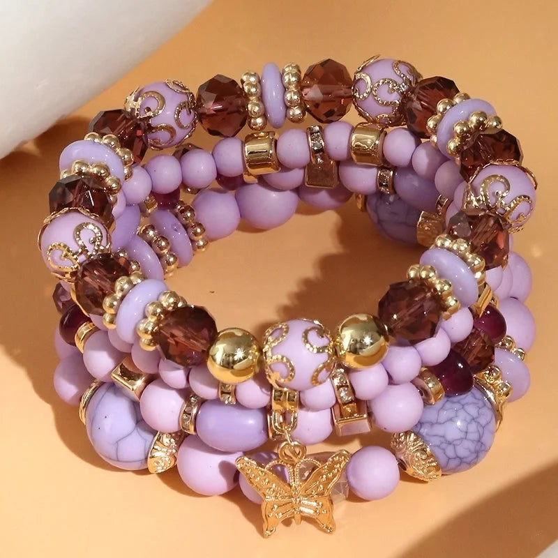 Casual Ethnic Style Butterfly 201 Stainless Steel Resin Bracelets In Bulk