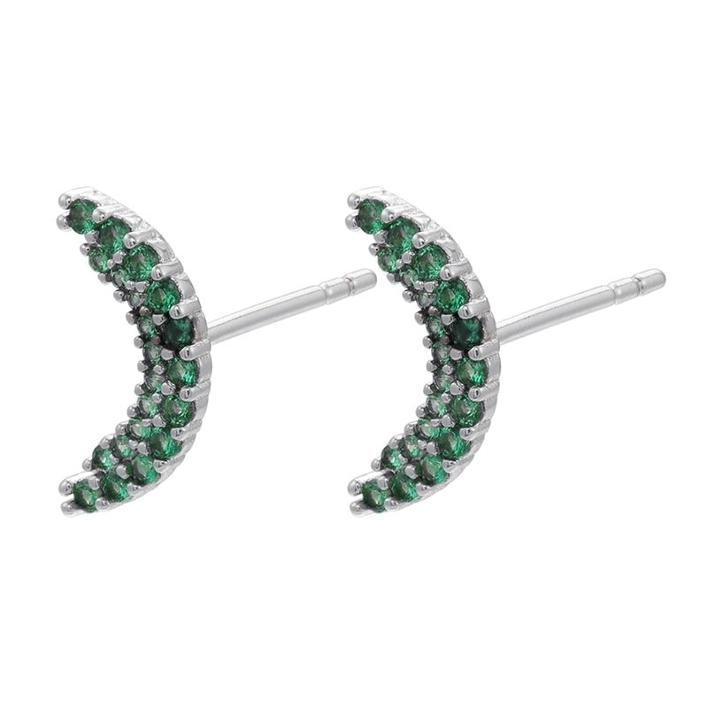 Cute Geometric Moon Flower Copper Artificial Gemstones Copper Earrings