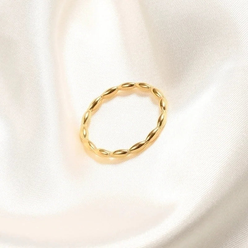 Minimalist Solid Color Titanium Steel 18K Gold Plated Plating Rings