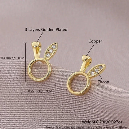 1 Pair IG Style Elegant Minimalist Letter Heart Shape Bicycle Plating Inlay Copper Zircon 18K Gold Plated Ear Studs
