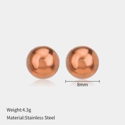 1 Pair Minimalist Ball Solid Color Plating 304 Stainless Steel Stainless Steel Earrings