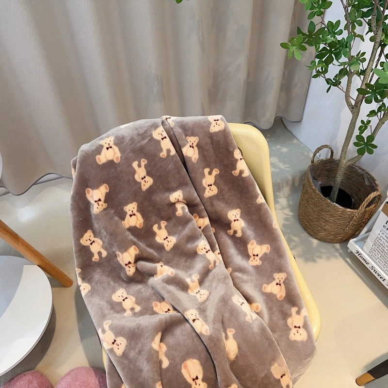 In Stock | Style Autumn And Winter Thickened Cartoon Crayon Small New Flannel Casual Plush Blanket Dormitory Bed Sheet