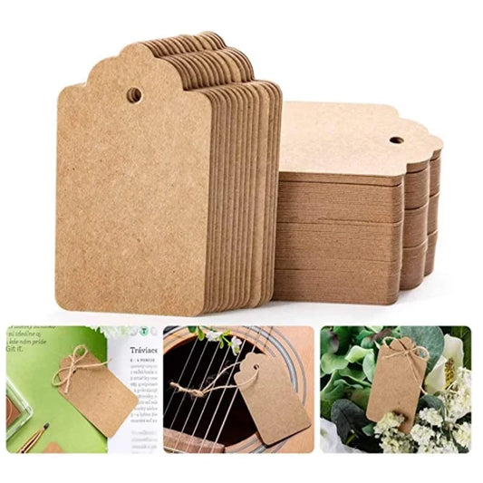100PCs Wave Kraft Paper Flower Tag Christmas Wedding Party Kraft Paper Gift Tag 5*3cm