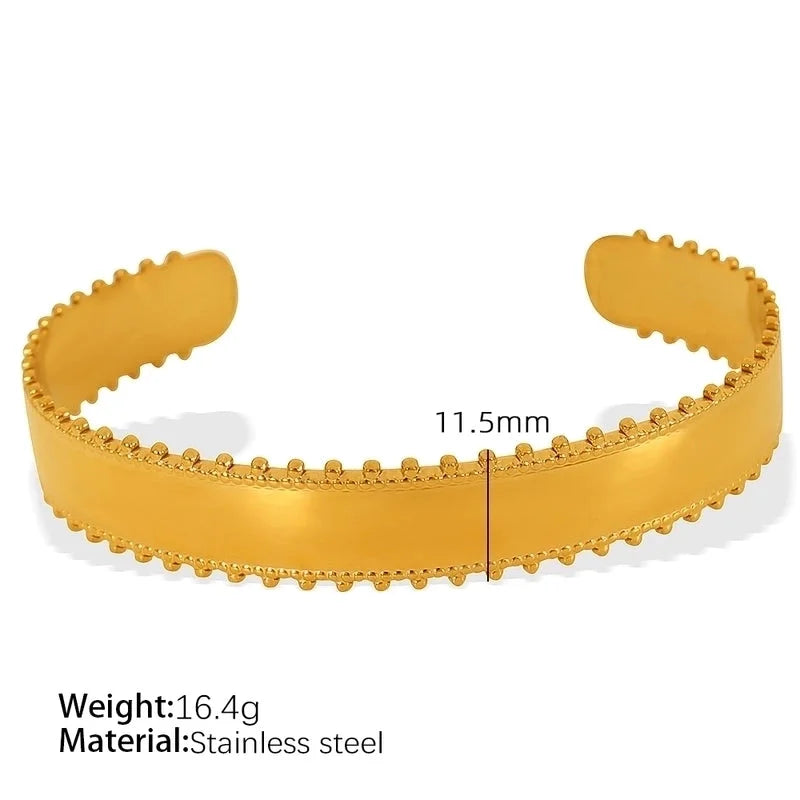 Titanium Steel 18K Gold Plated IG Style Cool Style Plating Circle Waves Bangle