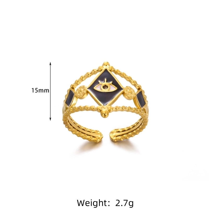 Classical Gothic Funny Devil's Eye 304 Stainless Steel Open Rings