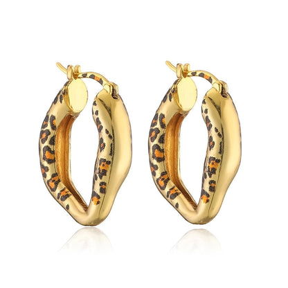 Streetwear Leopard 304 Stainless Steel Copper Plating Earrings Necklace Snake Chain