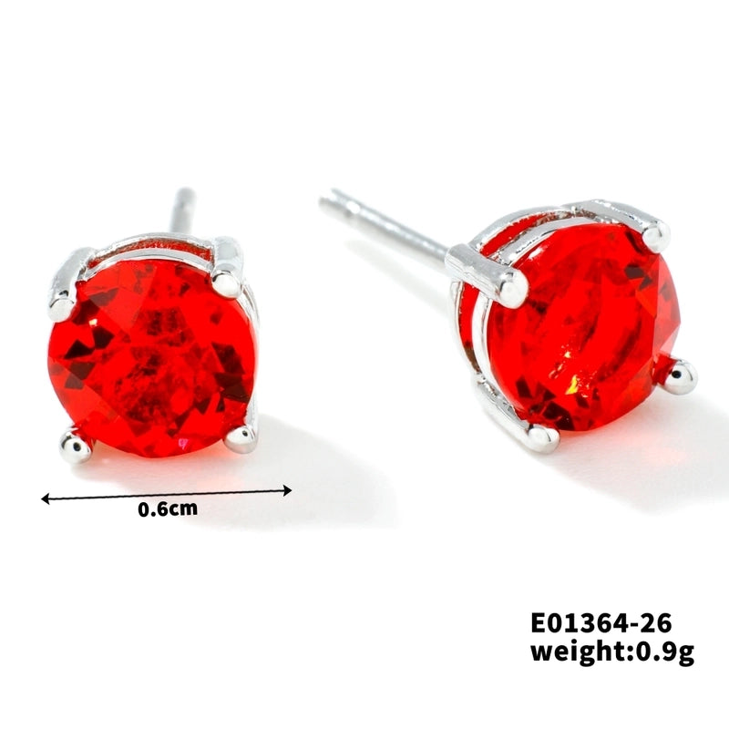 1 Pair Minimalist Geometric Plating Inlay Copper Glass K Gold Plated Rhodium Plated Ear Studs