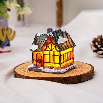 Christmas Small Ornaments Holiday Decorations Christmas Eve House Micro Landscape Luminous Desktop Window Scene Layout Gift