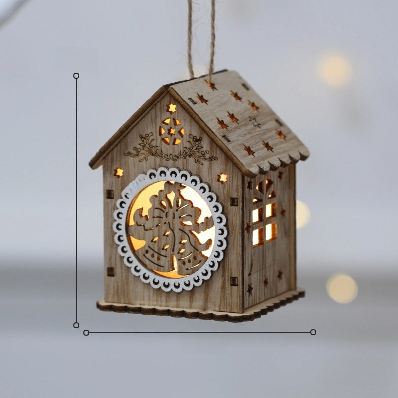 Christmas Minimalist Classic Style Christmas House Christmas Tree Wood Party Festival Hanging Ornaments Decorations Hanging Ornaments